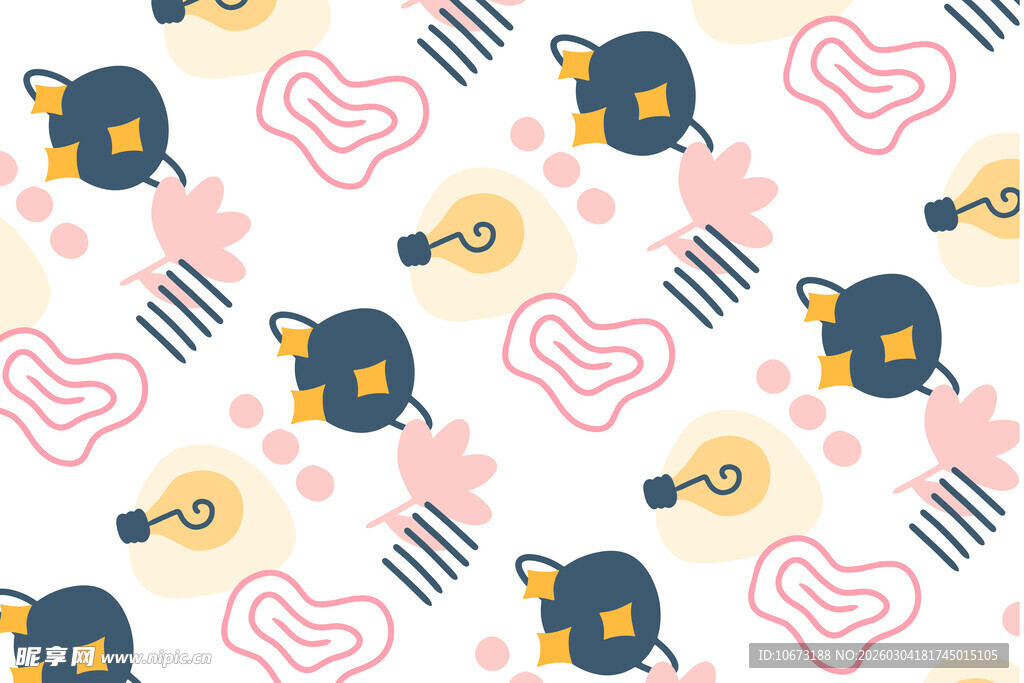 可爱动物与心形图案背景