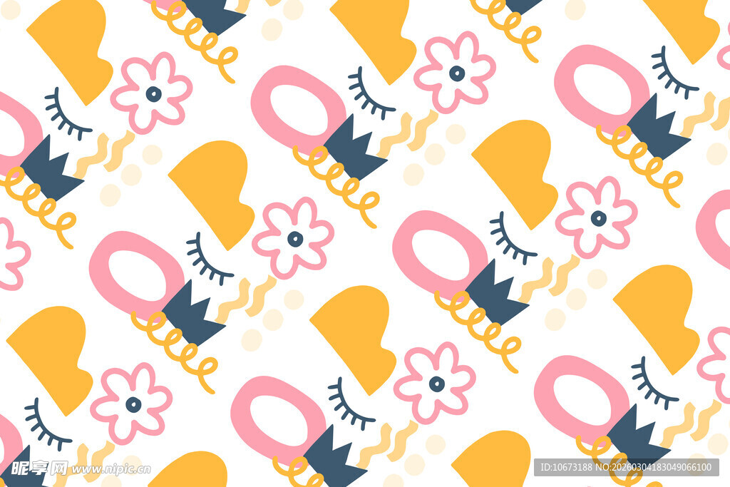 花卉几何图案无缝背景图