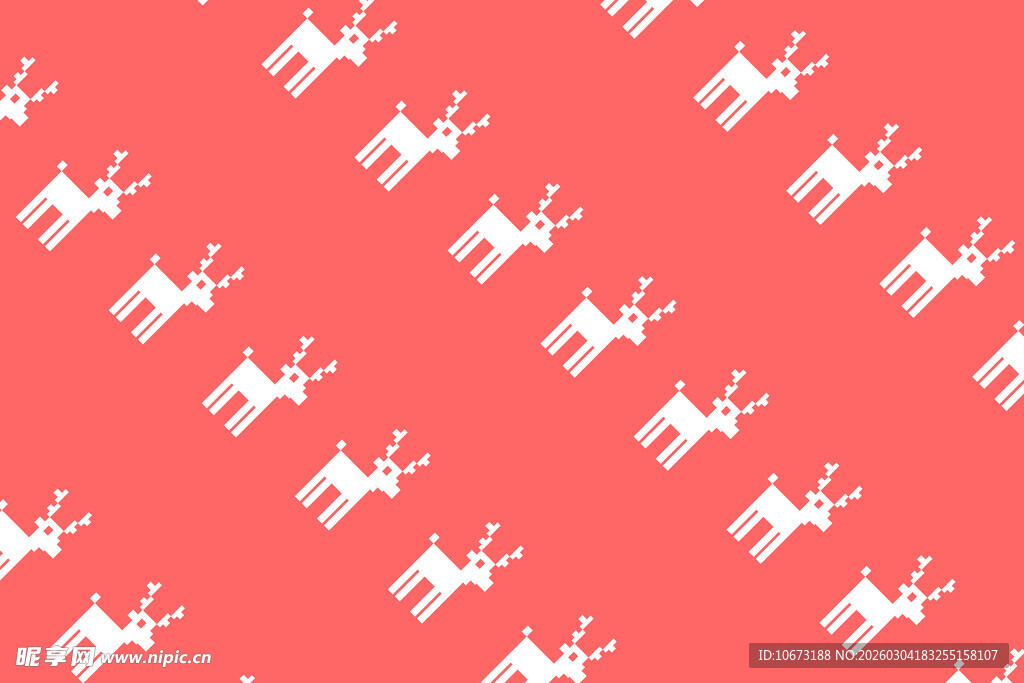 红色背景白色驯鹿图案