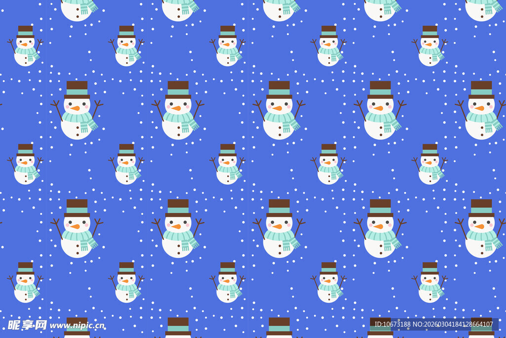 蓝色背景雪人图案纹理