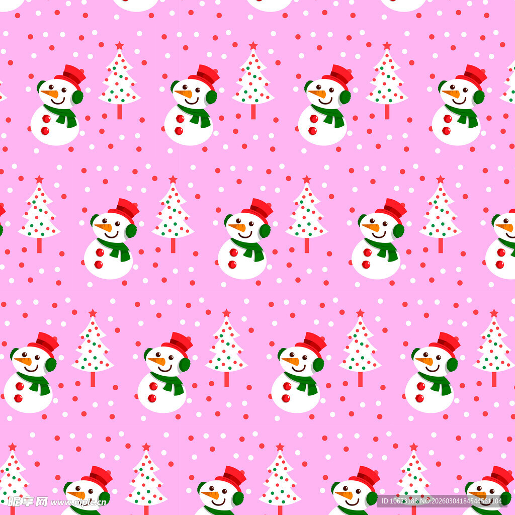 粉色圣诞雪人图案背景