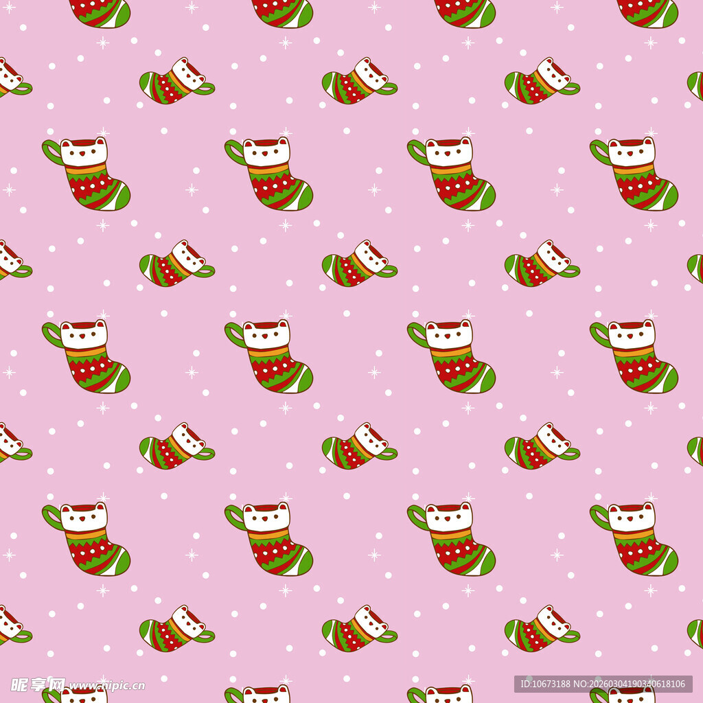 圣诞袜图案粉色背景图