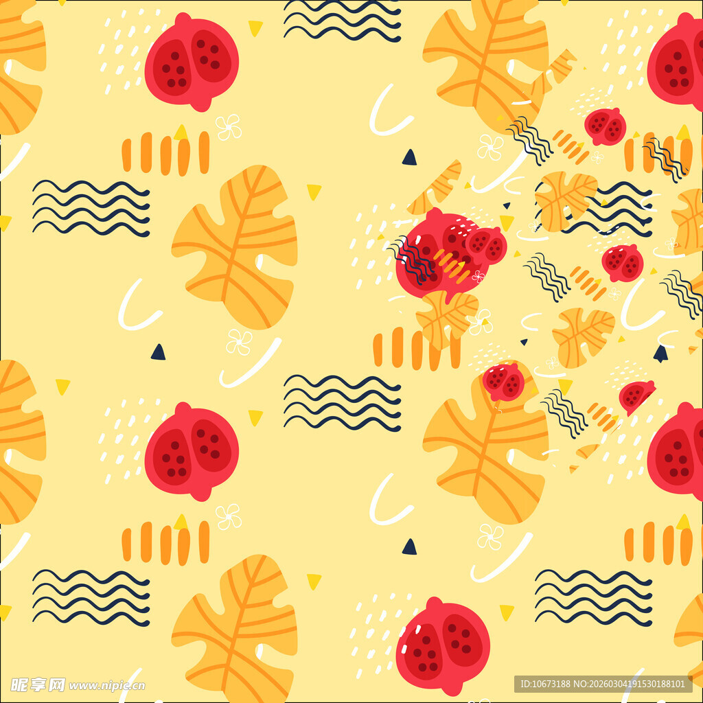 秋日花卉几何图案背景