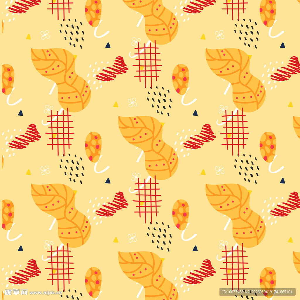 黄色卡通风格食物图案背景