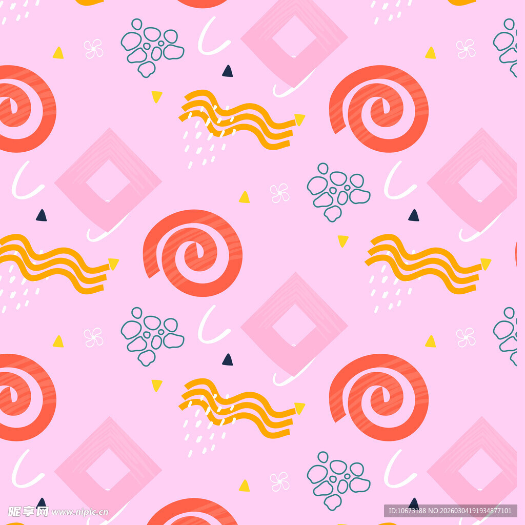 粉色卡通图案无缝背景