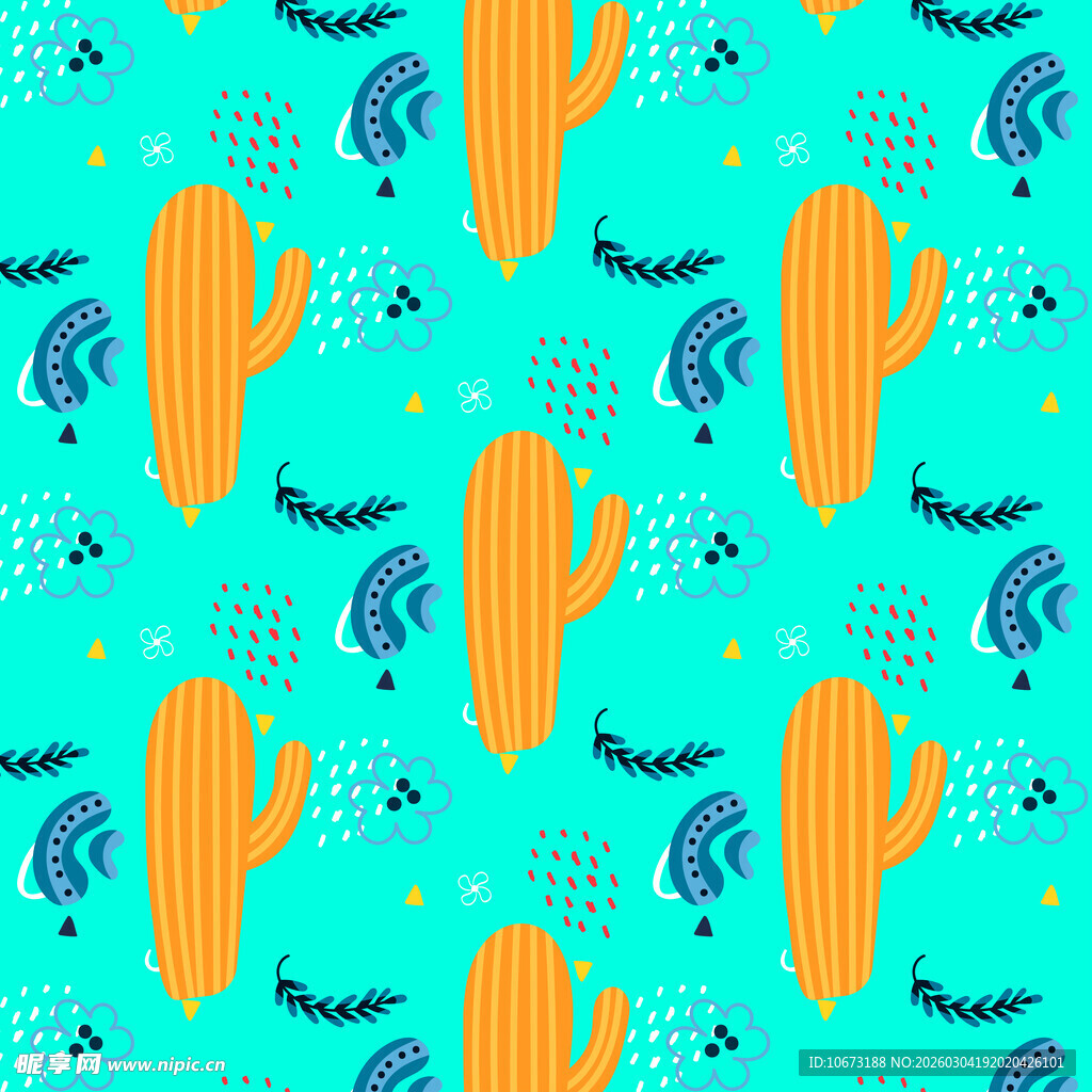 清新仙人掌图案背景