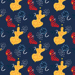 吉他音符图案的多彩背景