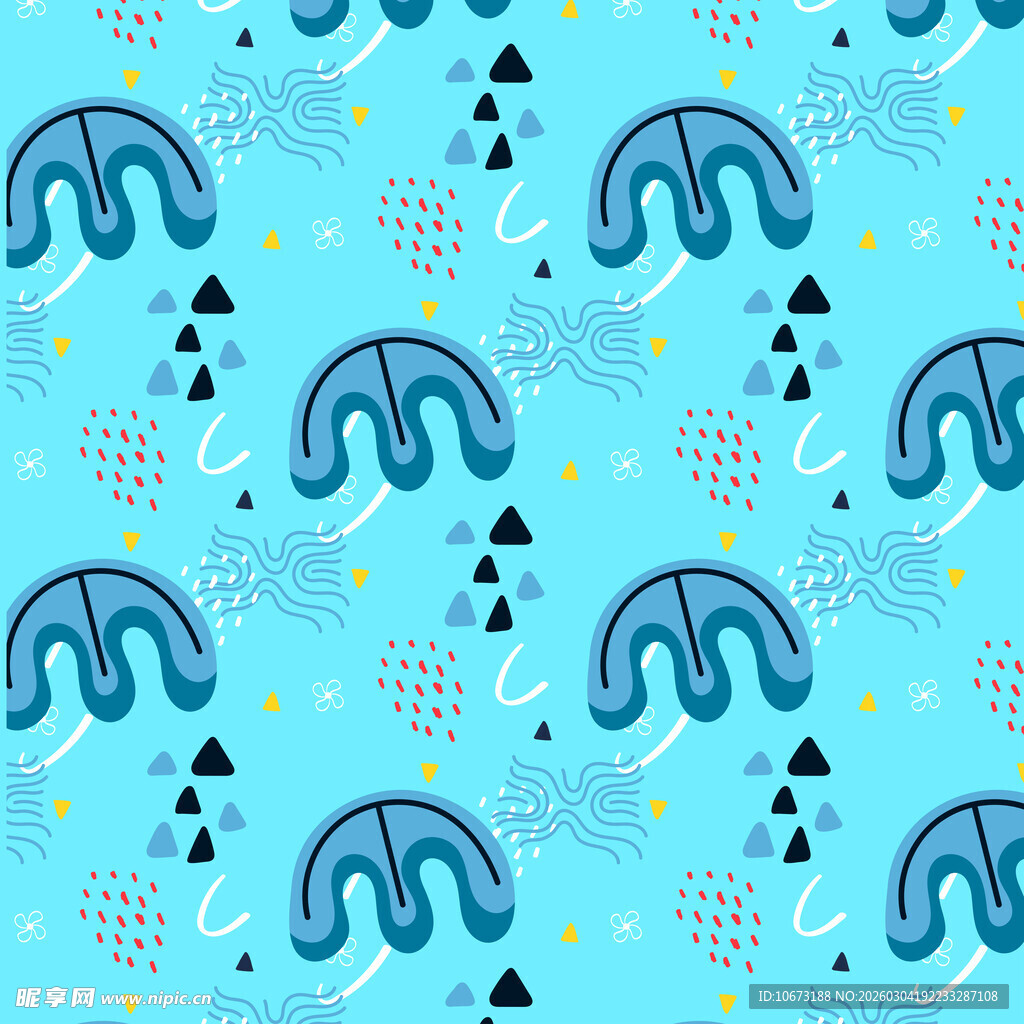 蓝色海洋风卡通图案背景