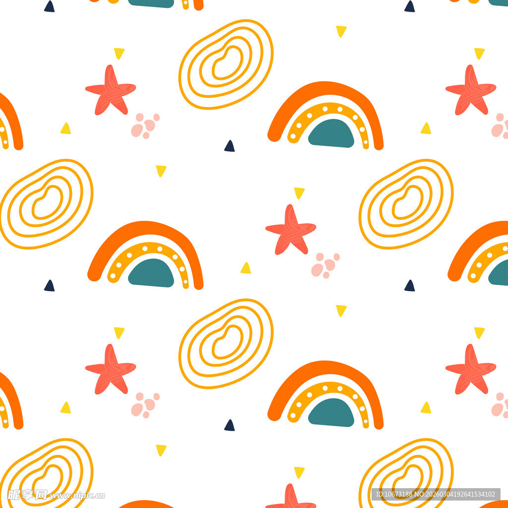 彩虹星星螺旋童趣图案