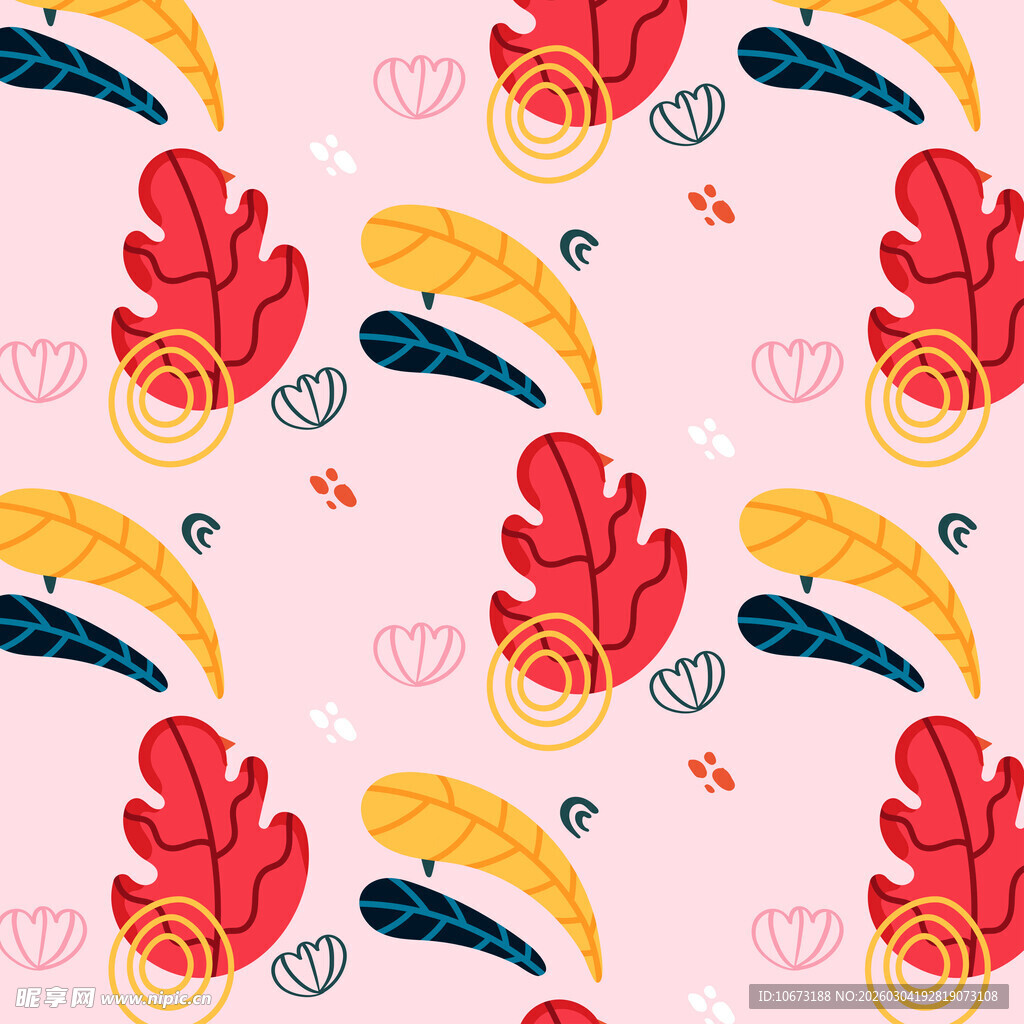 秋季植物元素无缝图案