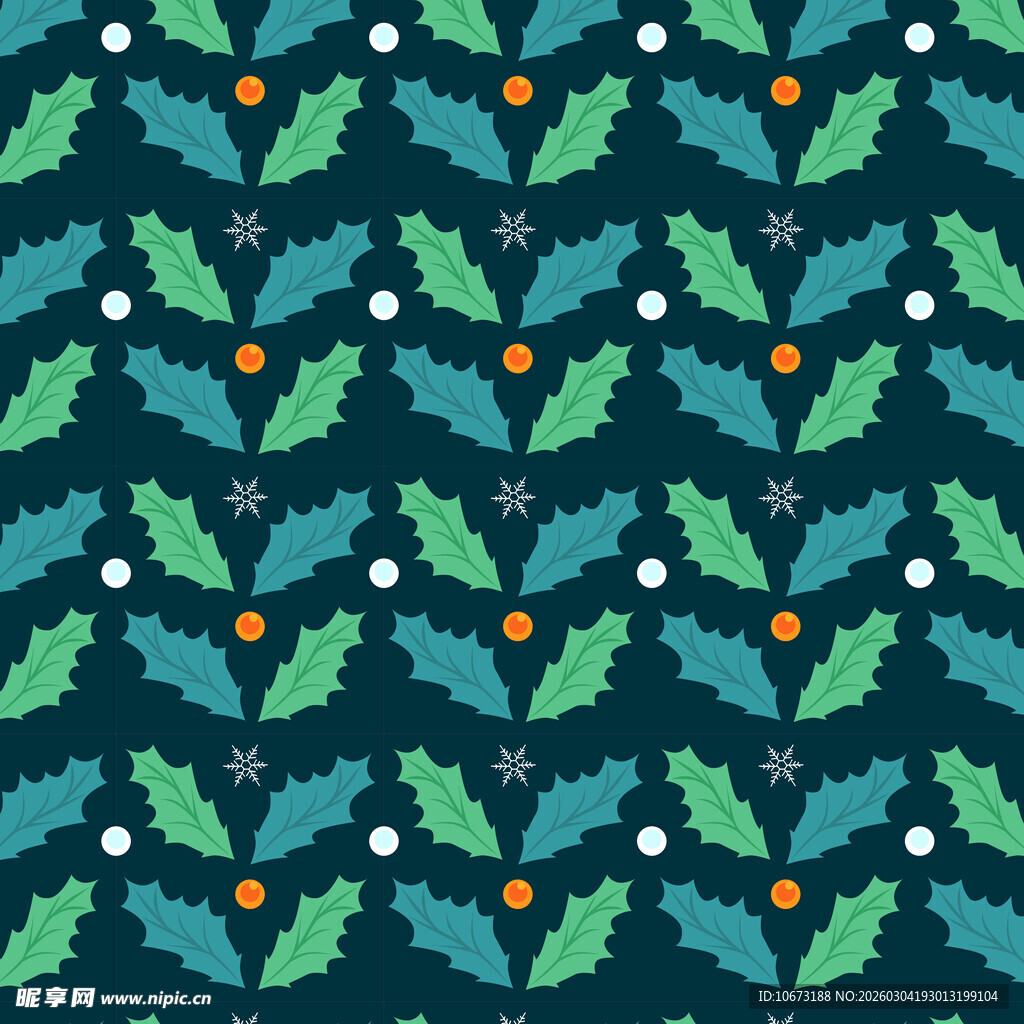 圣诞冬青叶图案背景