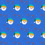 蓝色背景雪人圣诞图案