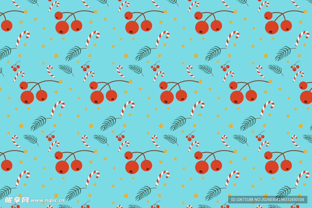 蓝色背景樱桃图案纹理