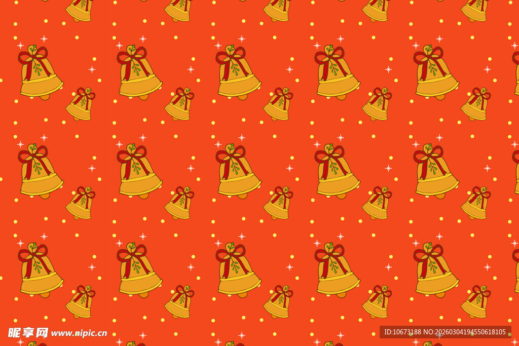 橙色背景铃铛图案装饰图
