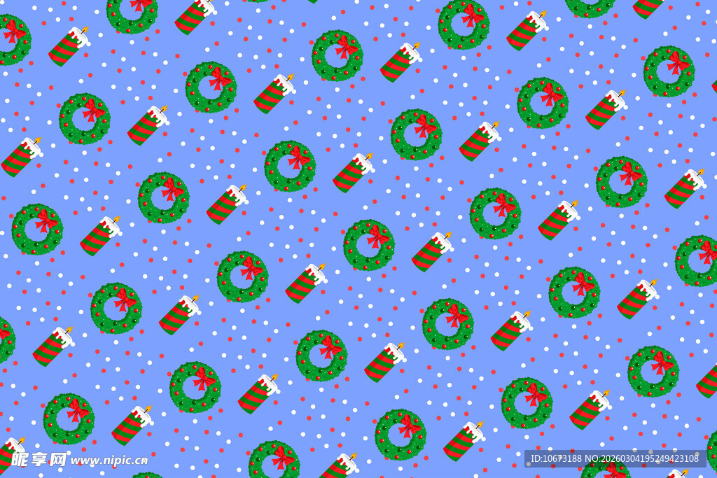 蓝色背景圣诞元素图案