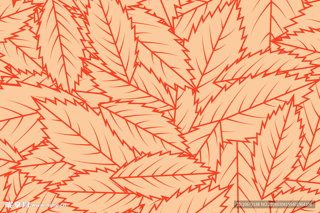 橙红色叶脉叶片图案背景