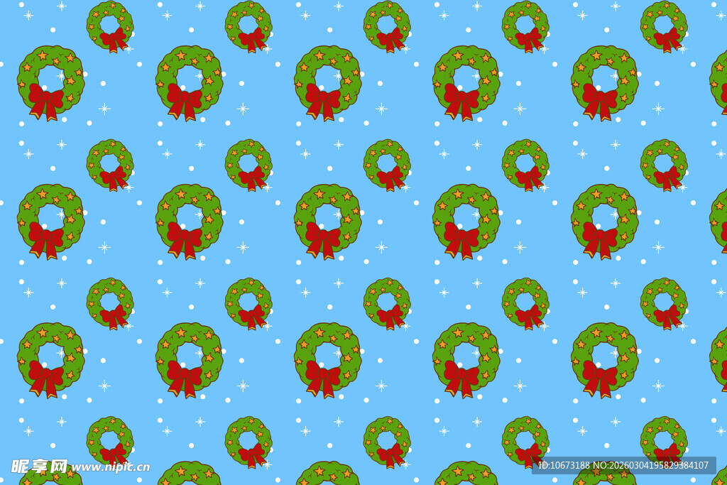 圣诞花环蓝色背景图案