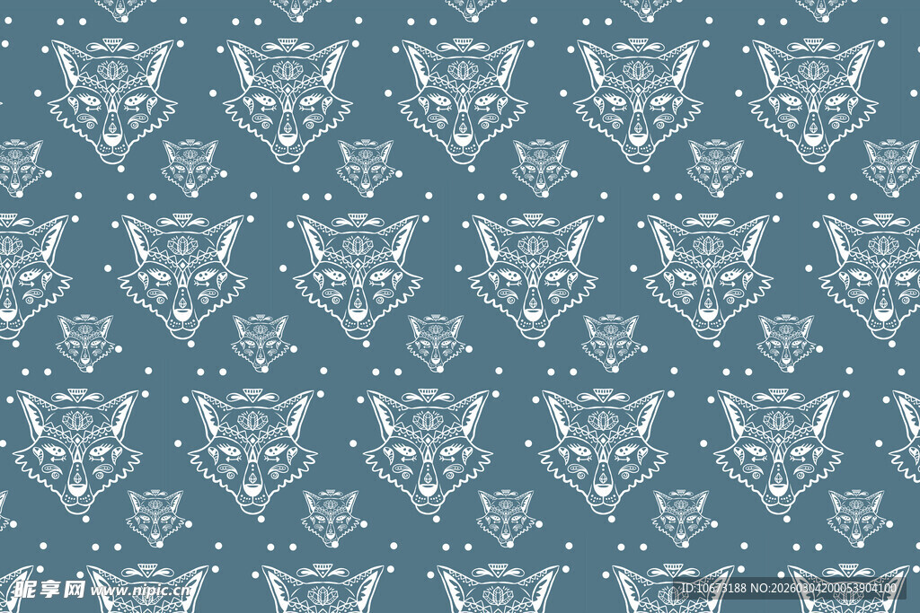 蓝底猫头鹰图案无缝花纹