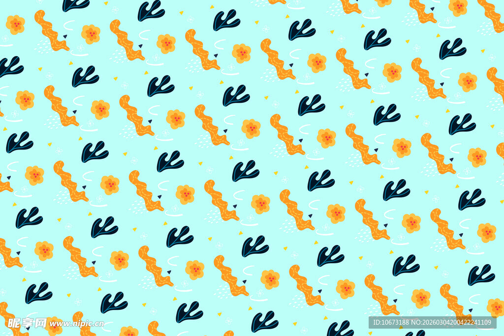 蓝底几何图案无缝背景图