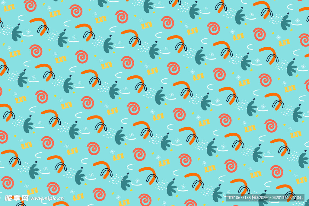 多彩海洋元素无缝图案