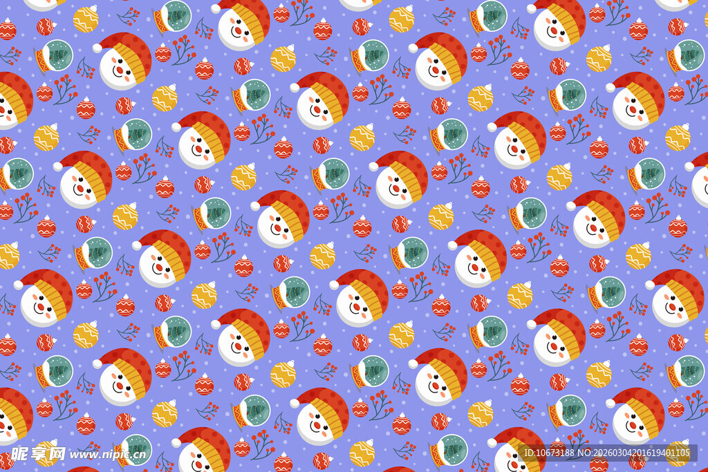 可爱雪人图案背景花纹