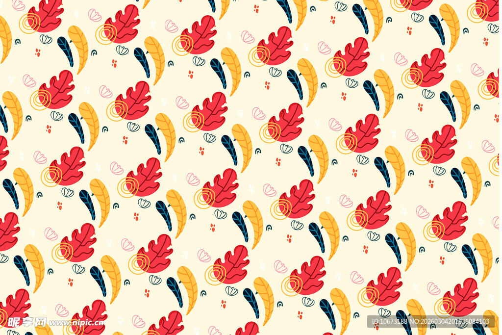 花卉几何图案无缝背景图