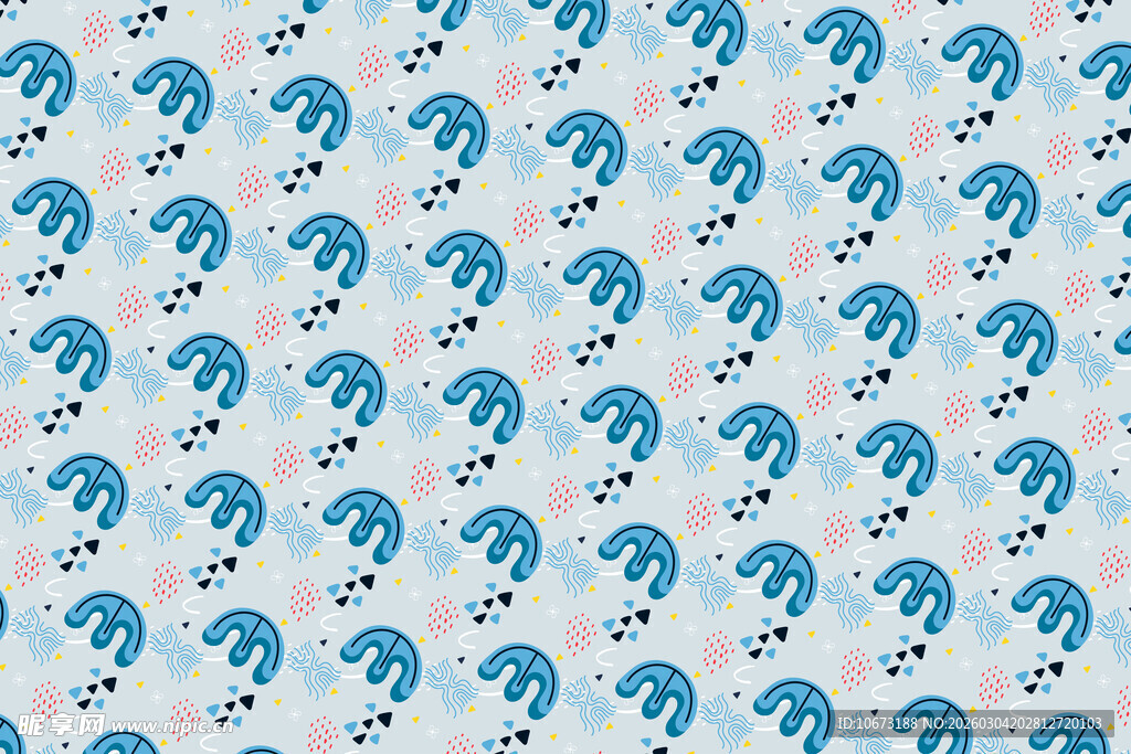 蓝色大象图案无缝背景