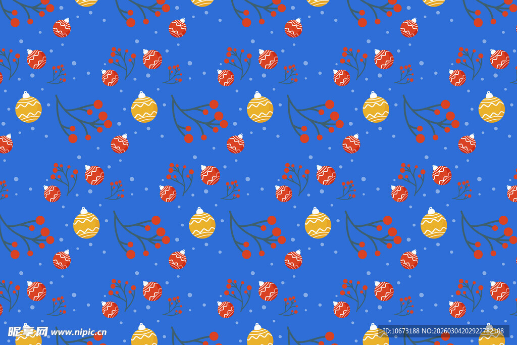 蓝色背景圣诞元素图案