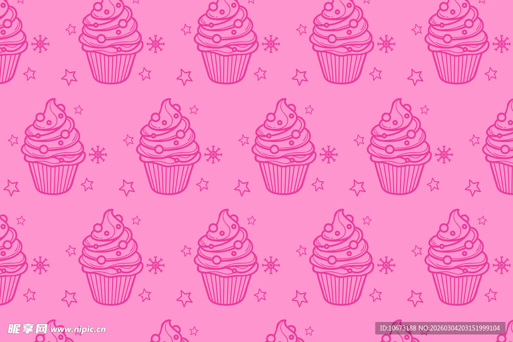 粉色纸杯蛋糕图案背景