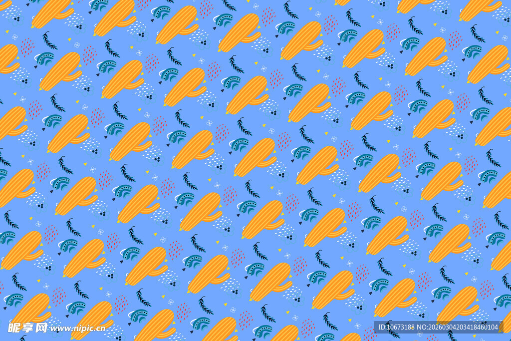 蓝色背景鱼形图案纹理