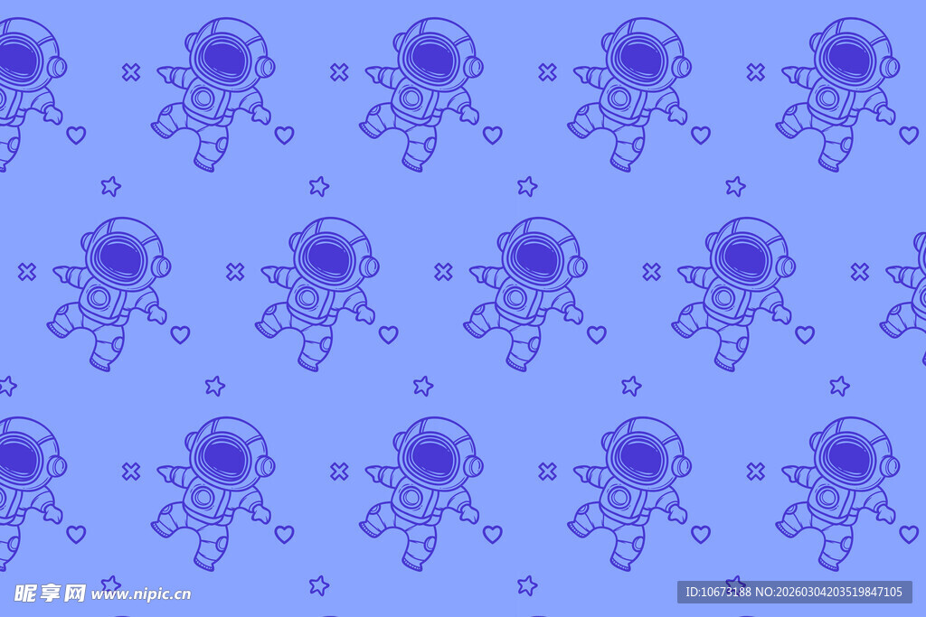 蓝色背景紫色水母图案