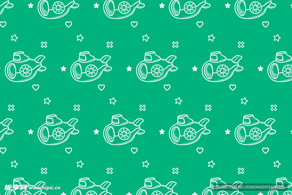 绿色卡通小鱼图案背景