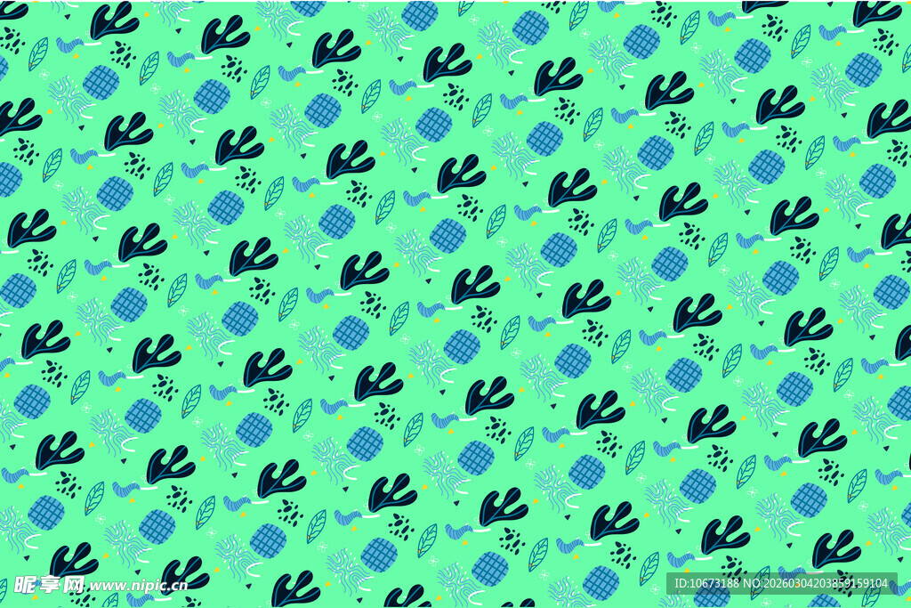 清新绿底波点图案设计