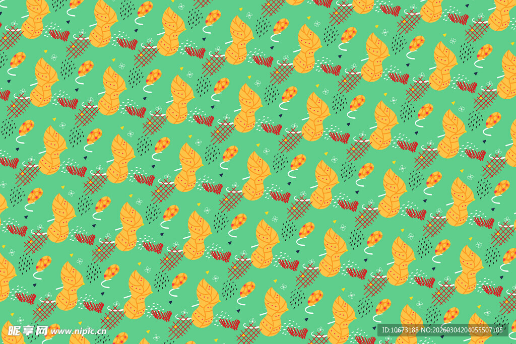 绿色背景卡通图案纹理