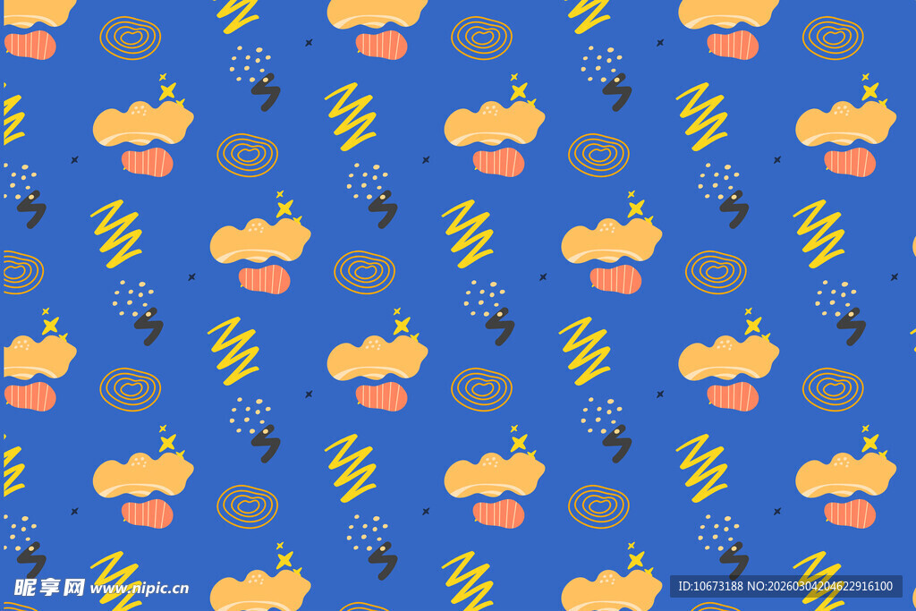 蓝色背景多彩图案装饰画