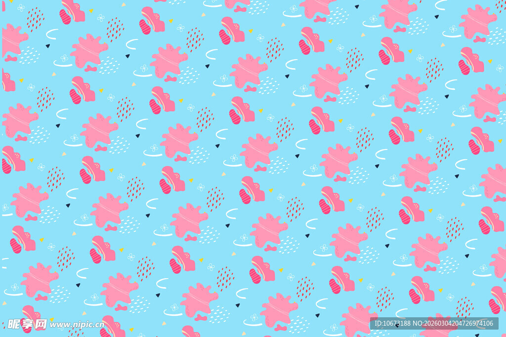 蓝色底粉色西瓜图案背景