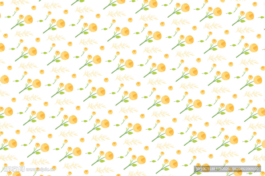 小黄花清新花卉无缝图案