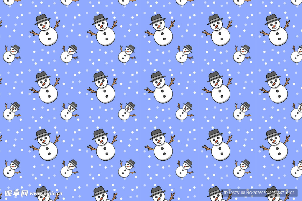 蓝色背景雪人图案纹理