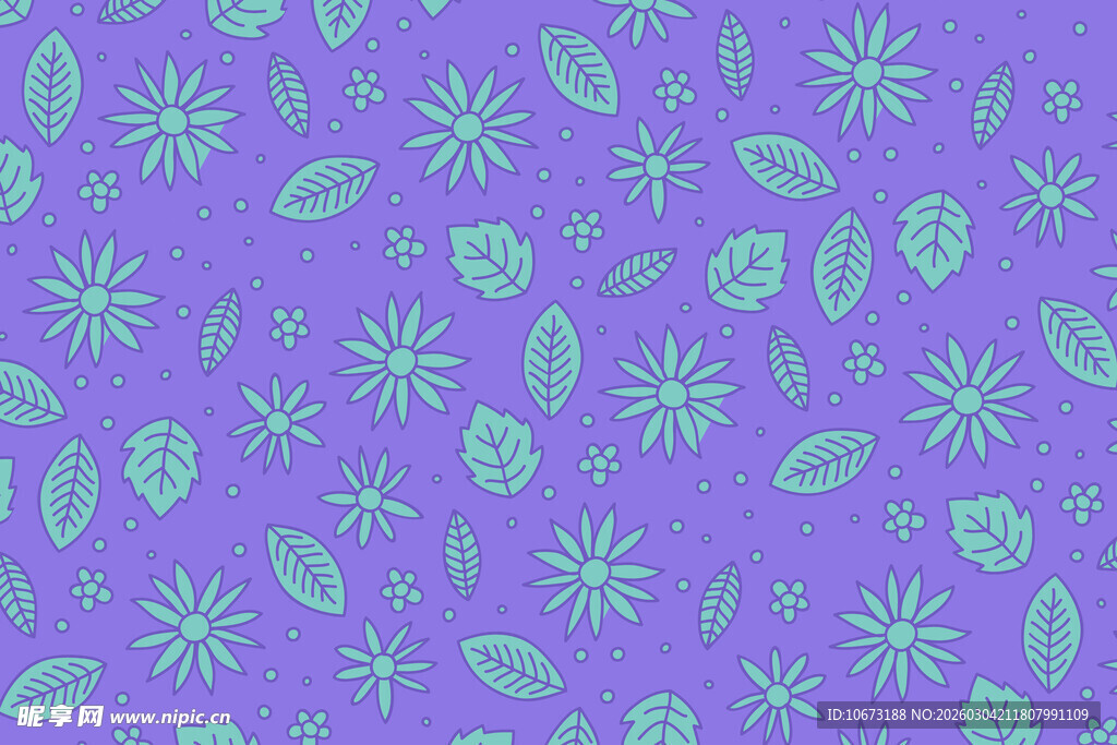 紫色底浅绿色植物图案