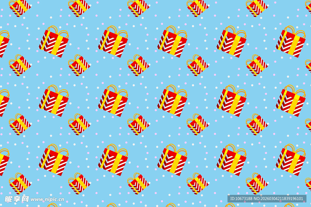 蓝色背景上的彩色礼物图案