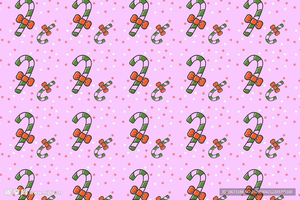 粉色背景圣诞拐杖糖图案