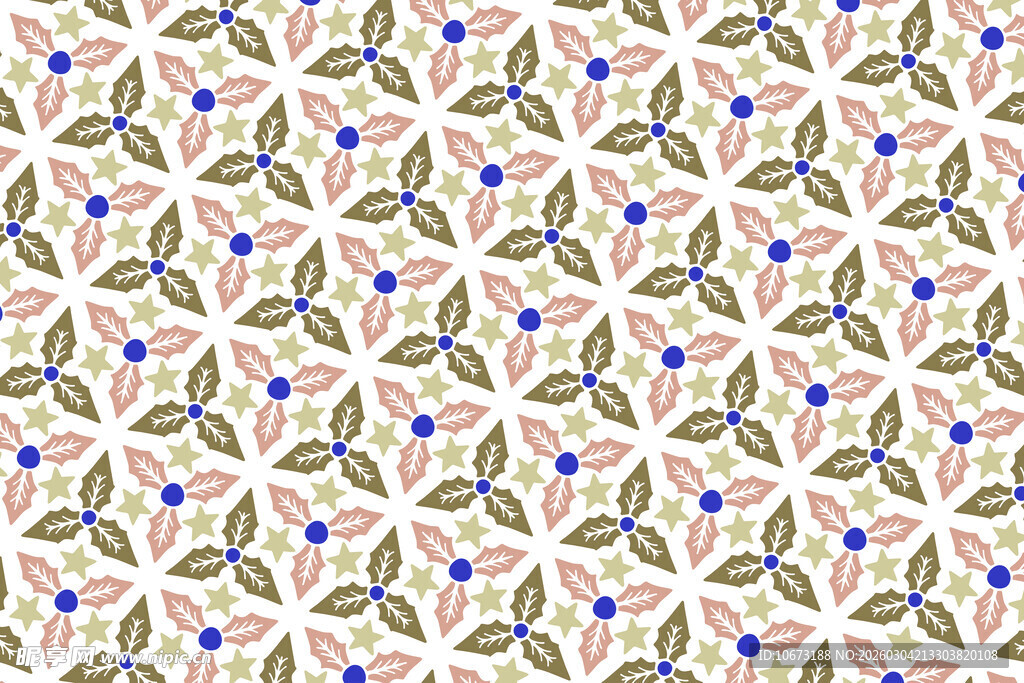 花卉几何图案无缝背景图