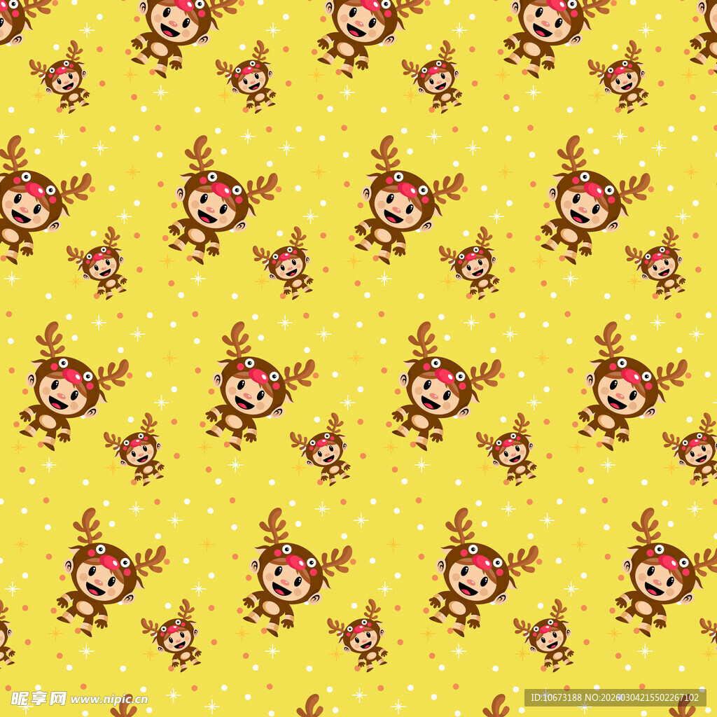 卡通小猴子黄色背景图案
