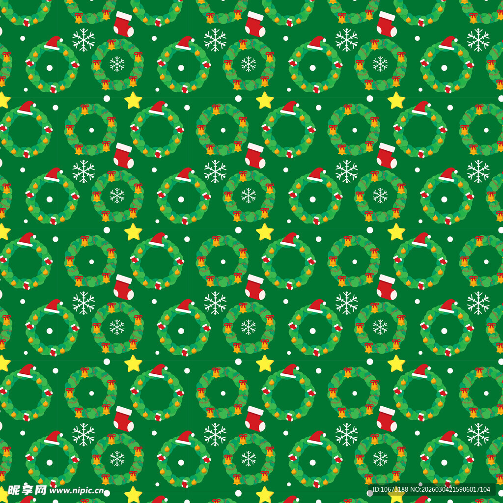 绿色圣诞花环图案背景