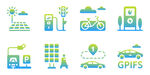 绿色能源与交通图标