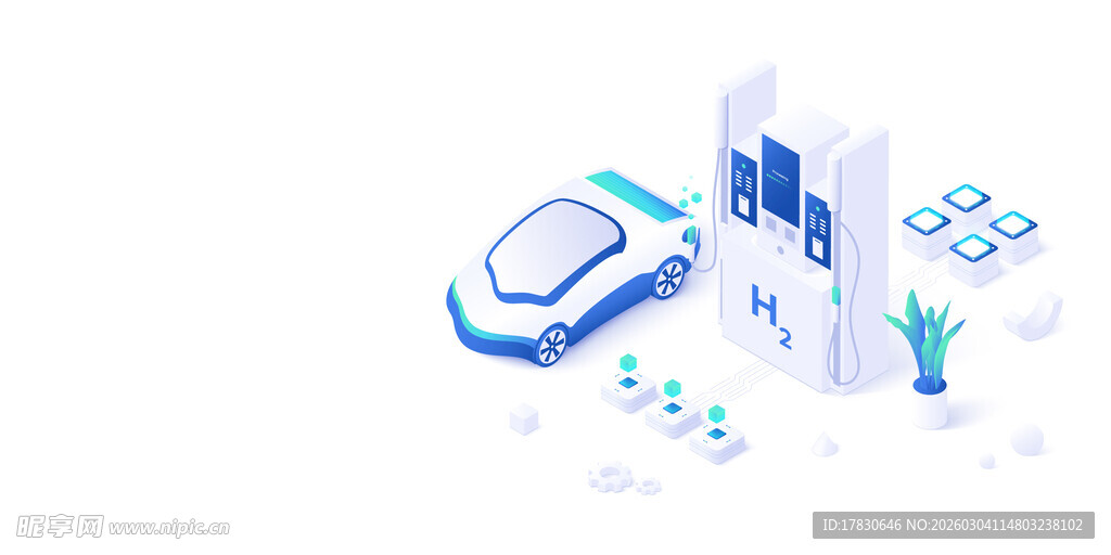 科技办公场景的立体插画