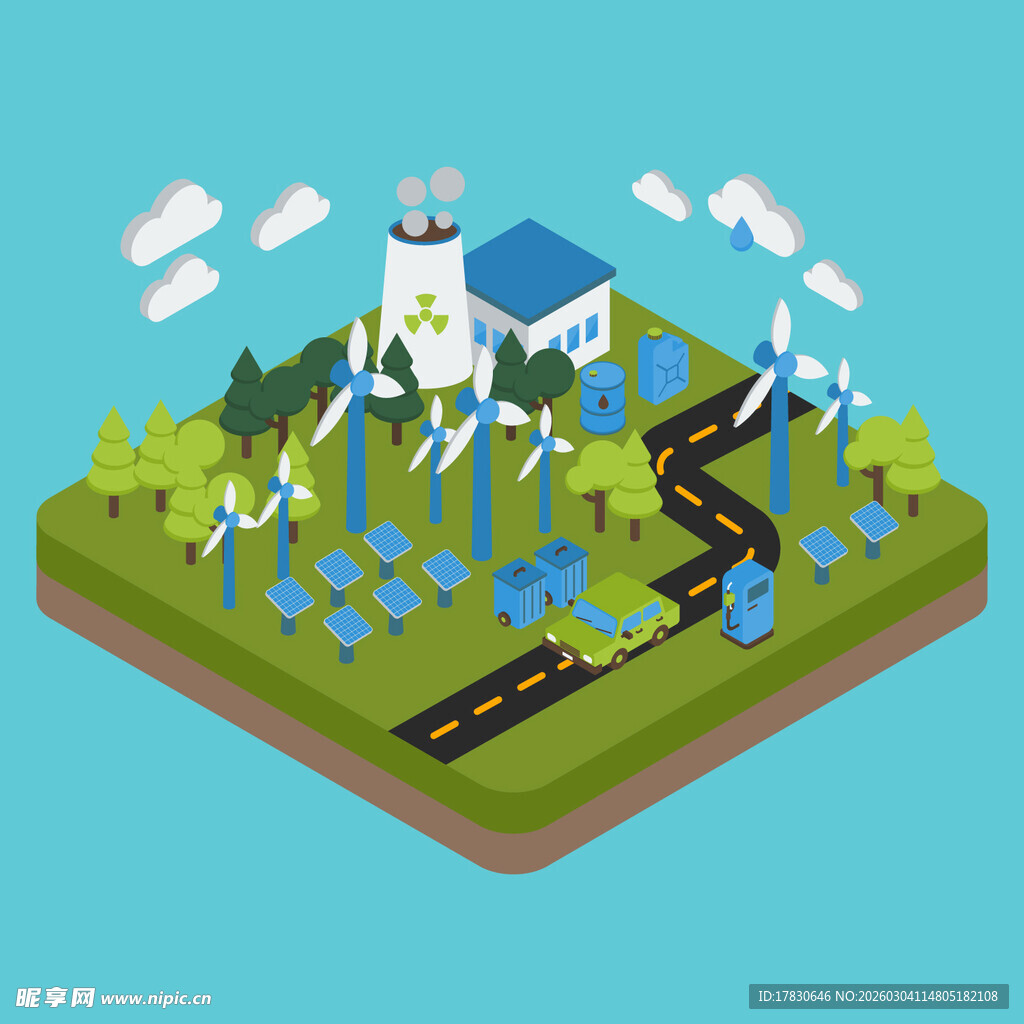 风力发电场的立体景观