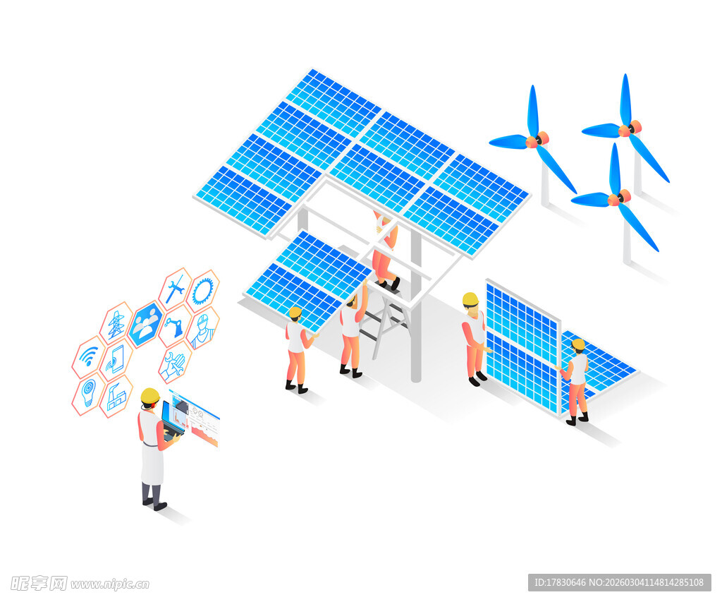 太阳能风能设备安装场景