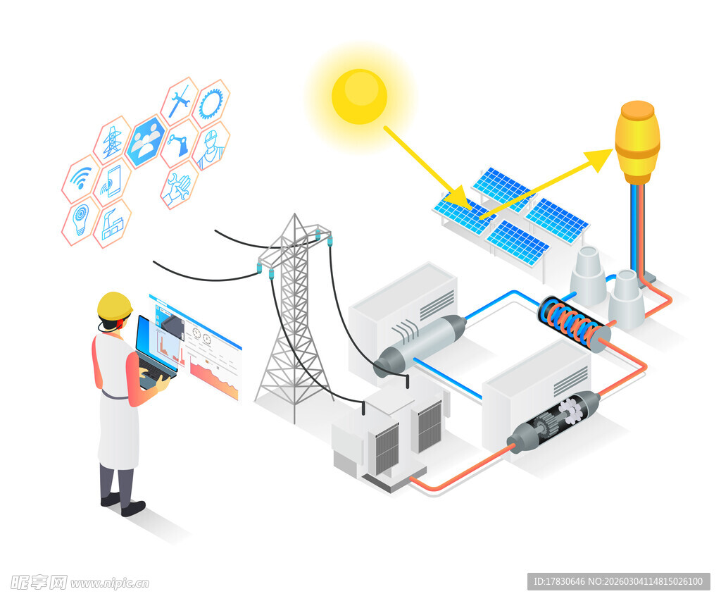 电力设施与工人作业场景