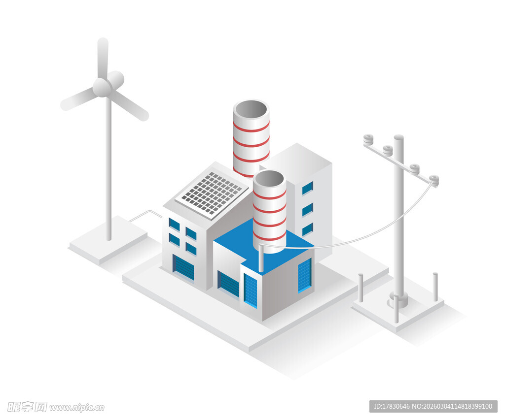 风力发电厂设施等距视图